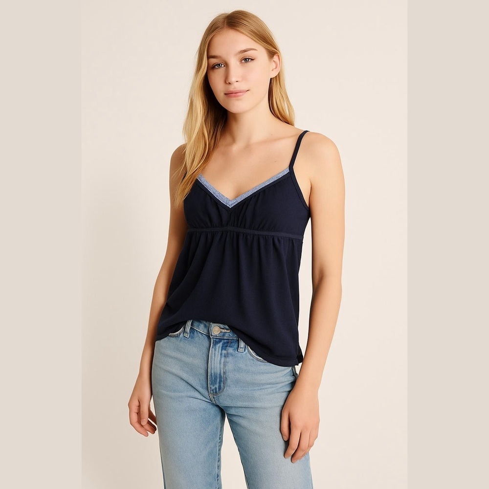 Abercrombie & Fitch Navy Blue Cami Top Tank
Size Medium Lace at Neckline NWOT